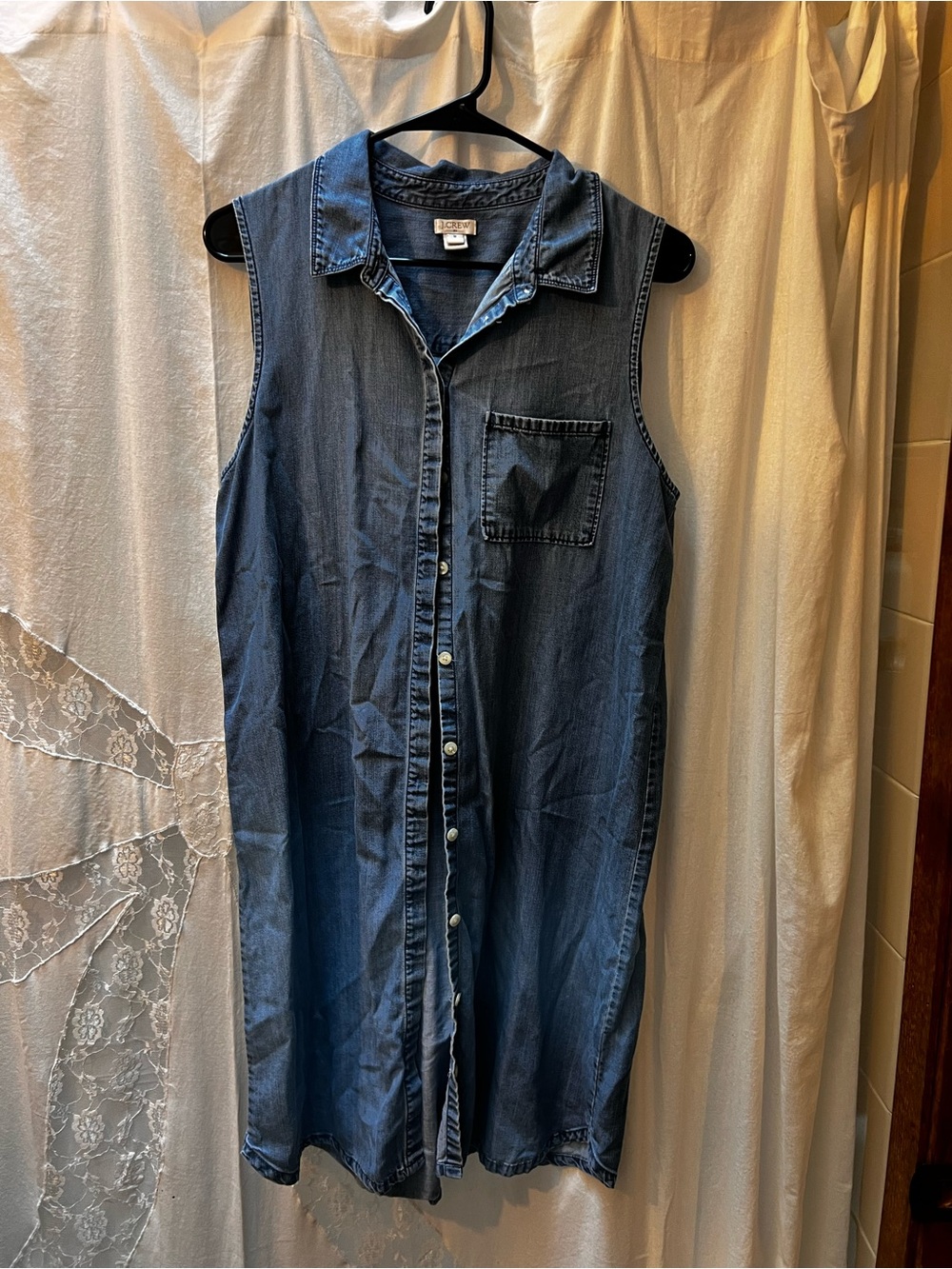 J. Crew Dark Blue Sleeveless Denim Shirt Dress